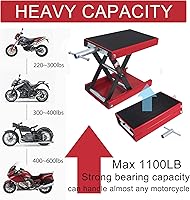 Vista 9 de Con mango giratorio y acolchado de goma, capacidad de 1100 libras, gato de elevación de tijera, plataforma de cubierta ancha, diseño de elevación