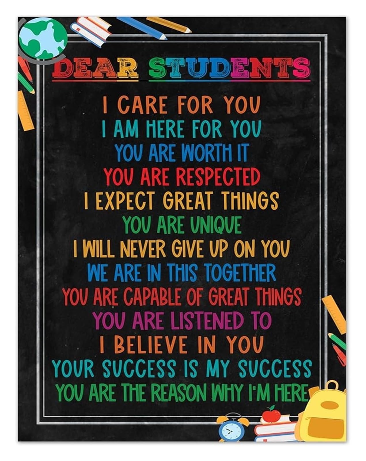 SSOPTMCB Inspirational Teacher Poster Dear Students Motivational Wall-Art for Classroom Decor and Student Affirmations Gift​(Framed,08x12inch(20x30cm))