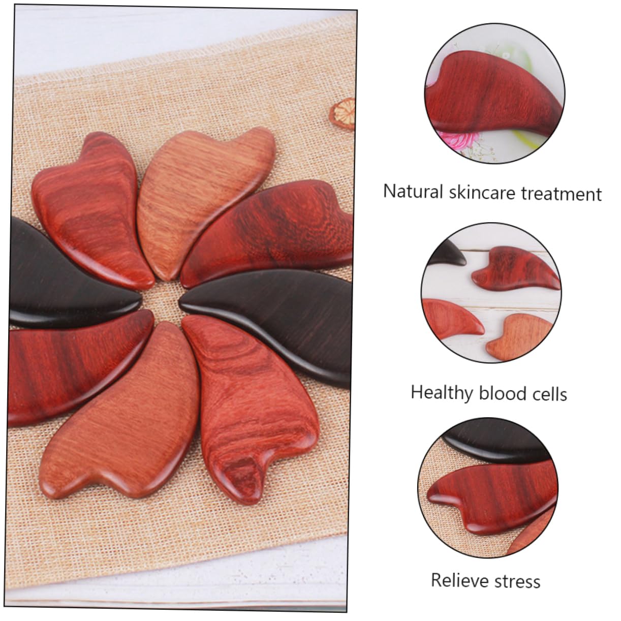 BESTYASH 3piezas Wooden Scraping Board De Madera Para Masaje Facial Herramienta De Relajación y Estimulación Circulación Para Cara Cuello y Espalda Masajeador Natural De