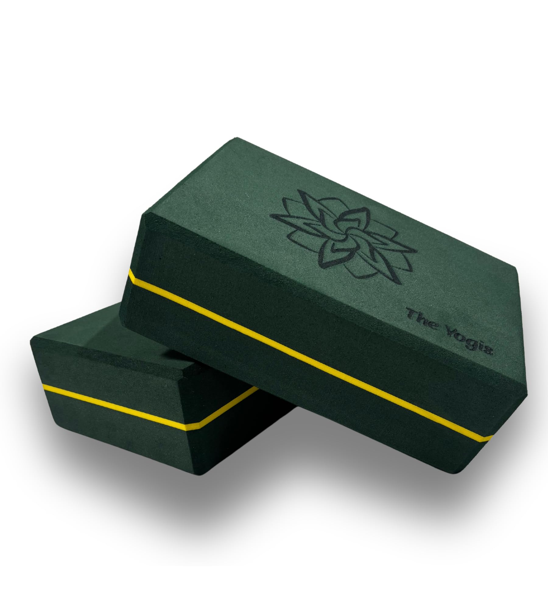 The Yogis EVA Foam Yoga Blocks, Bottle Green, High Density Support Props, 9x6x3inc, Non-Slip Surface for Asanas and Exercise, 2 Pack