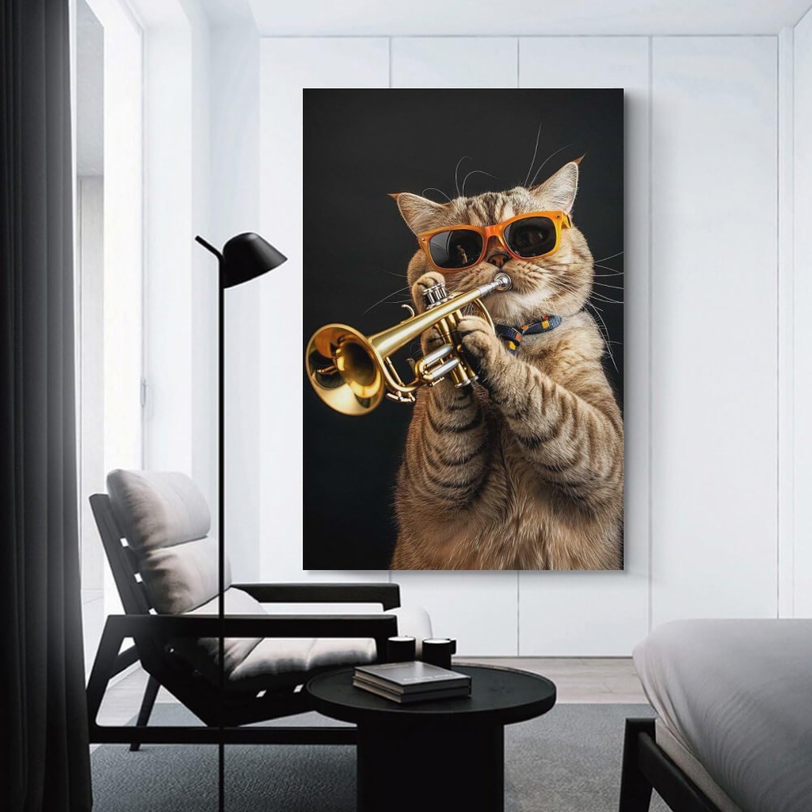 Junmoney Wall Picture Print Scottish Fold Trumpet, 08x12inch(20x30cm), for Entrance Walls, Hall Decor Or Foyers, A Neat Decor Update for Hallways