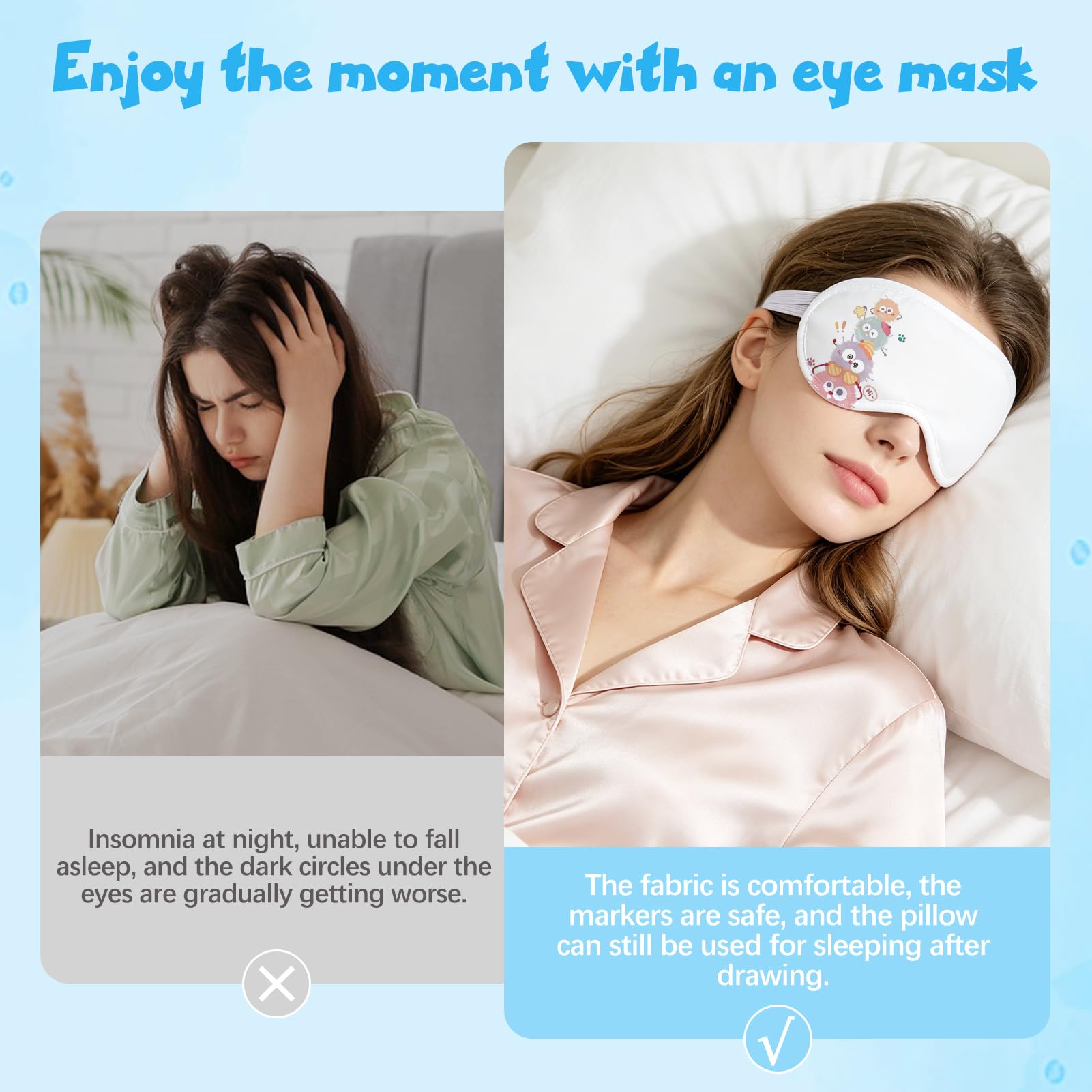 24 Stück Bemalbare Schlafmasken Mit 12 Farbstiften,Weiße DIY Augenmaske | Bemalbare Schlafmaske Mädchen,Übernachtungsparty Mädchen,Masken zum bemalen,Pyjama Party Deko, Übernachtungsparty Zubehör