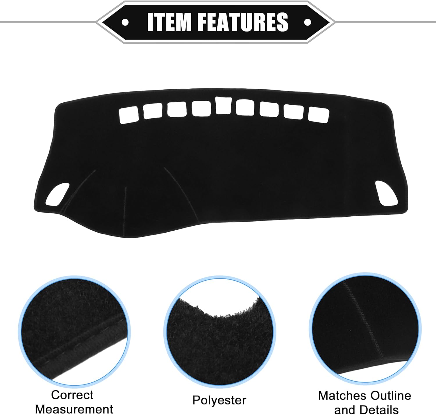 Car Dashboard Cover Mat Compatible for Buick Encore 2017-2021, Protective Polyester Black Center Console Interior Trim Dash Board Mat