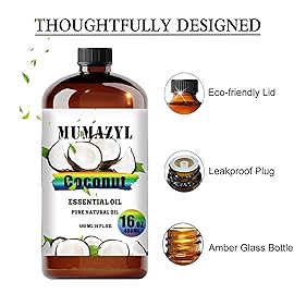 Coconut Essential Oil, Coconut Oil 16 Fl Oz 480ML for Diffuser Humidifier Yoga Cleaning DIY Candle Soap Making Essential Oils