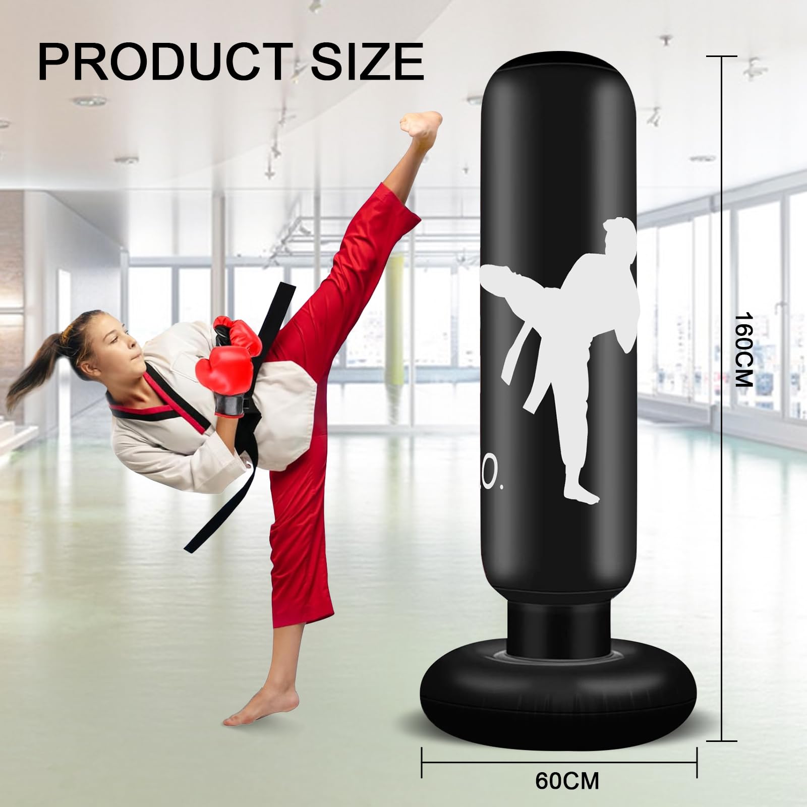 Sac De Boxe Gonflable Enfant 160 Cm – Avec Gants, Base à Eau/sable, Pour 6-12 Ans - 4