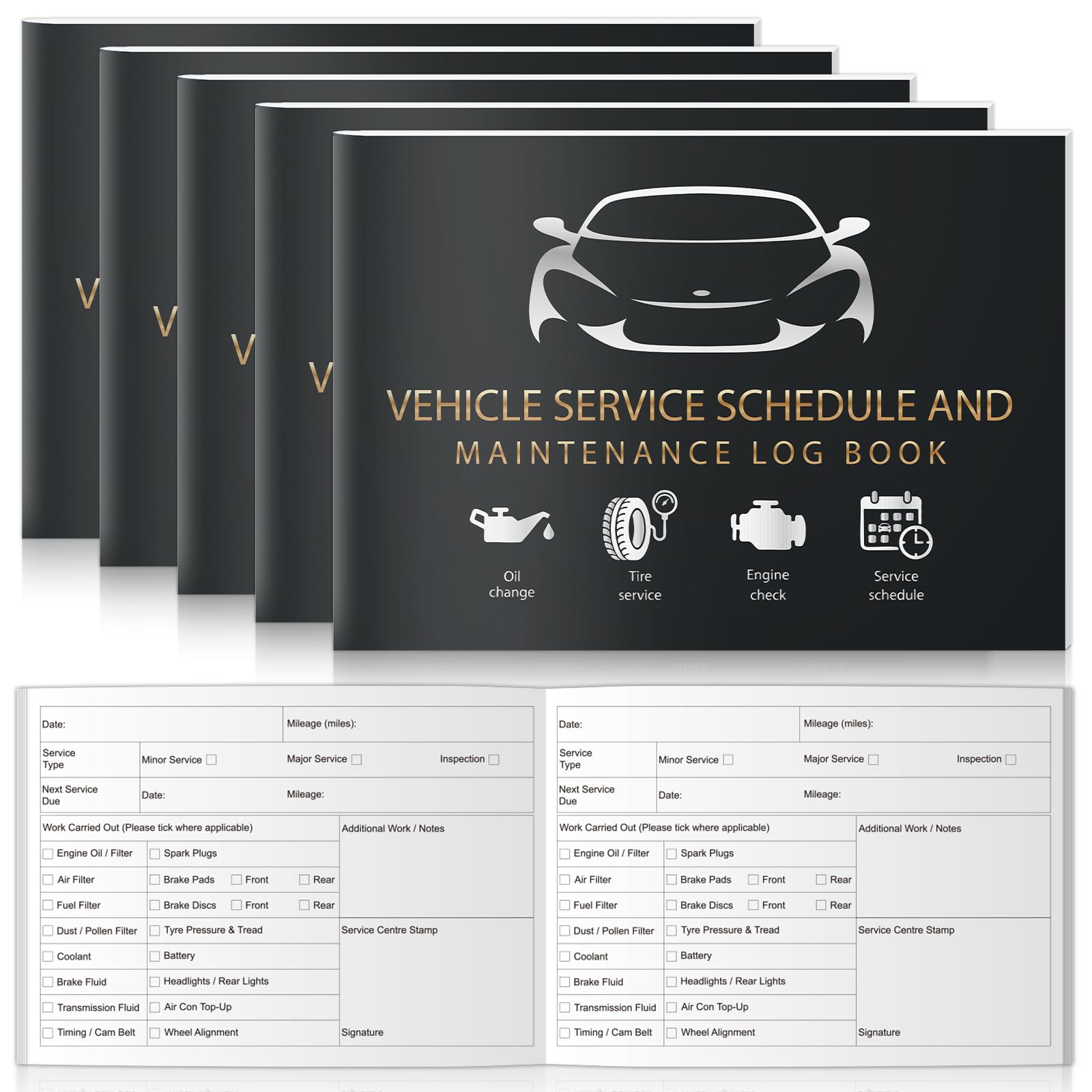 5 Pack Vehicle Service Log Book Car Service Book A5