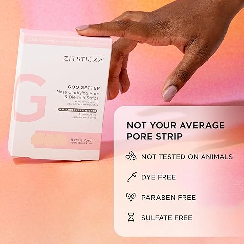 Miniatura 6 de ZitSticka Tiras de nariz hidrocoloides  Paquete de 8 tiras clarificantes de poros e manchas para nariz GOO GETTER  Minimiza la apariencia del acné y
