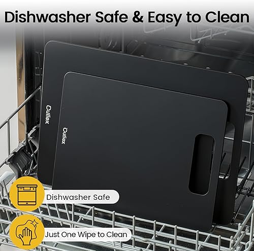 Miniatura 2 de Tabla de cortar para cocina Juego de 2, tabla de cortar compuesta de fibra de madera, apta para lavavajillas, tabla de cortar antideslizante y no