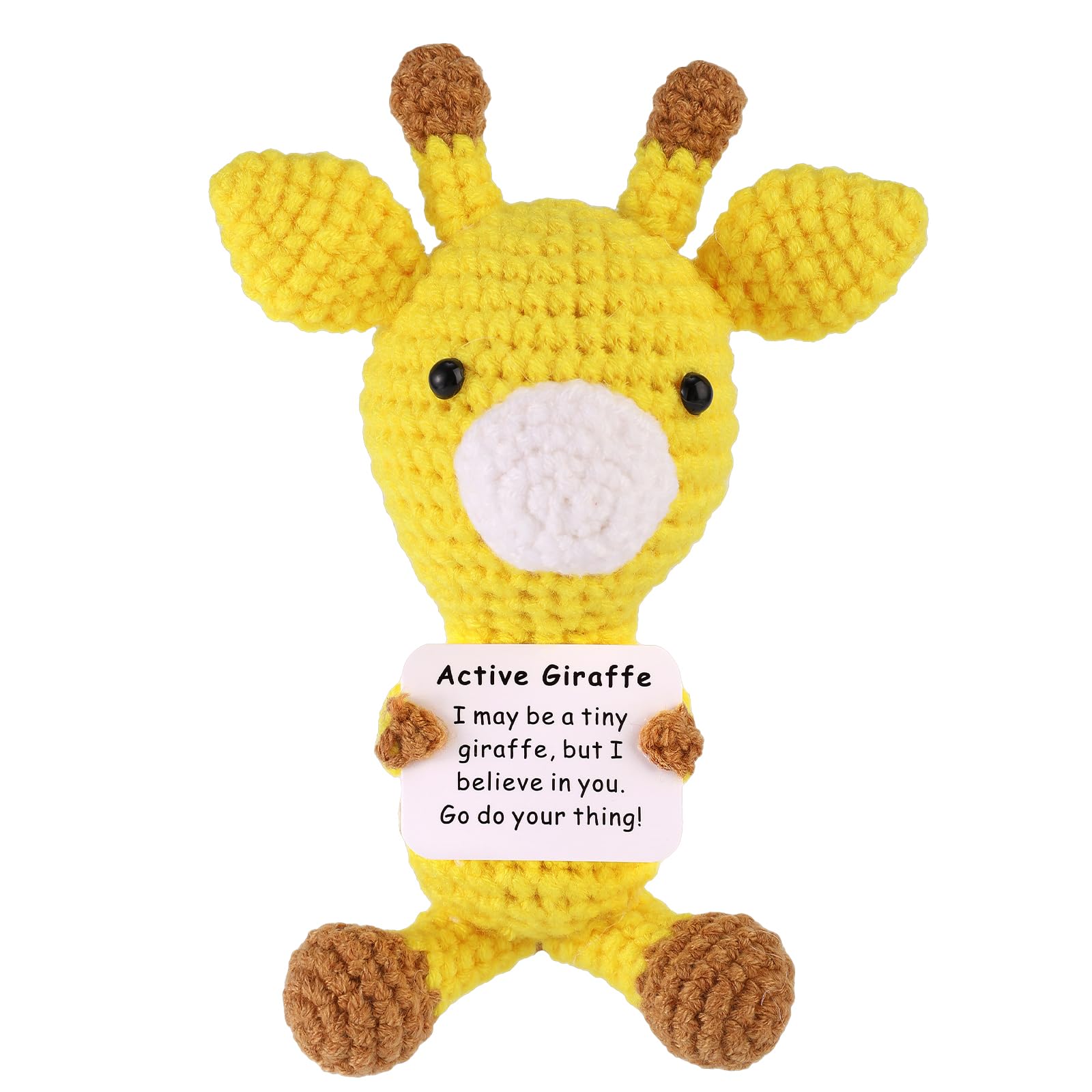 TOYMIS Positive Giraffe, Soft Knitted Crochet Giraffe with Encouragement Card Emotional Plush Positive Support Animals Doll Ideal Decorations and Inspirational Gifts for Family Friends