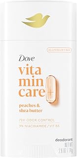 Dove VitaminCare+ Aluminum Free Deodorant Stick for 72H Odor Protection Peaches & Shea Butter Breathable Deodorant for Women 2.6 oz