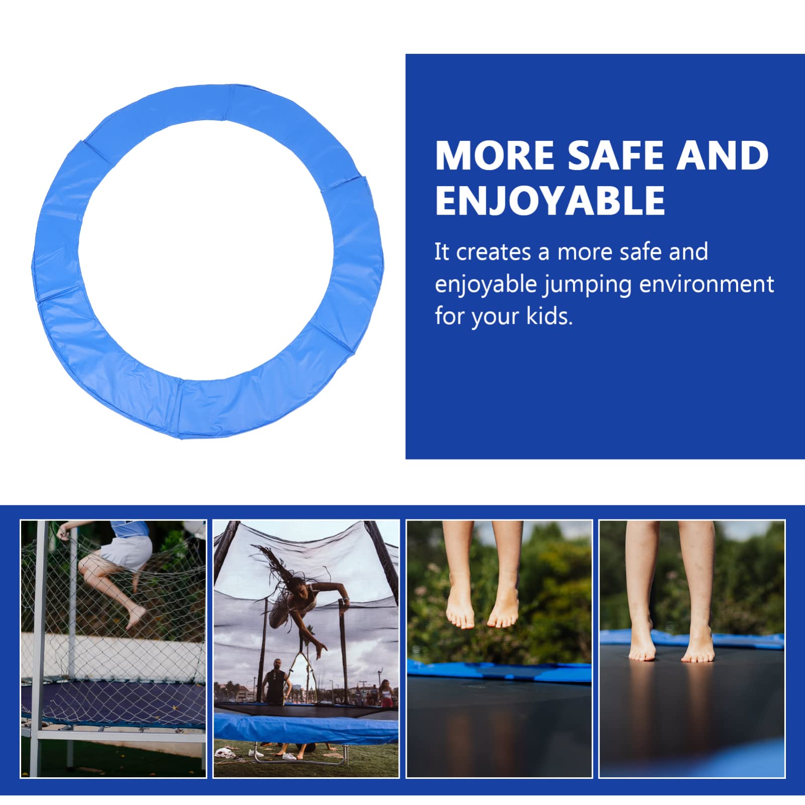 CLISPEED Copertura Protettiva Funzione Antiurto per Trampolino Blu in Pvc e Resistente alle Intemperie Cuscino Spugnoso Protezione Sicurezza per Bordo Ragazzo Ragazza