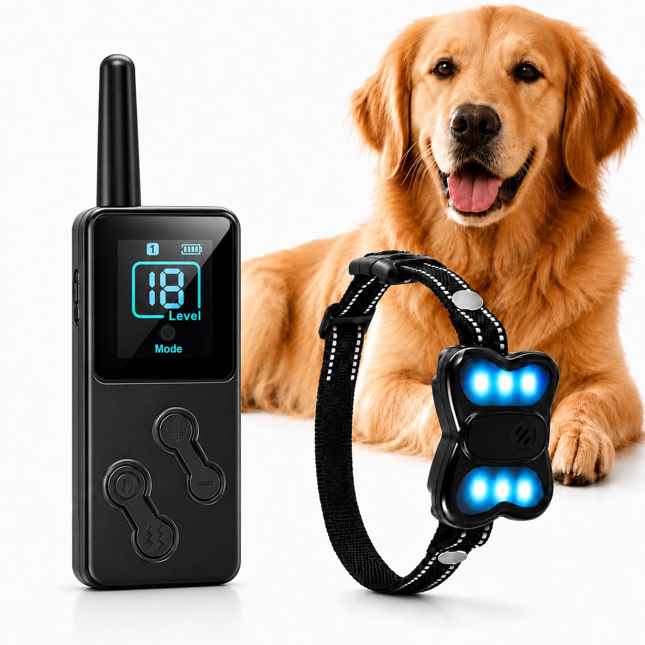 Collar antiladridos 2026 con control remoto, sin golpes, collar de ladridos de entrenamiento para perros pequeños, medianos y grandes con vibración, sonido, pitido + vibración (1-8), collar con 17