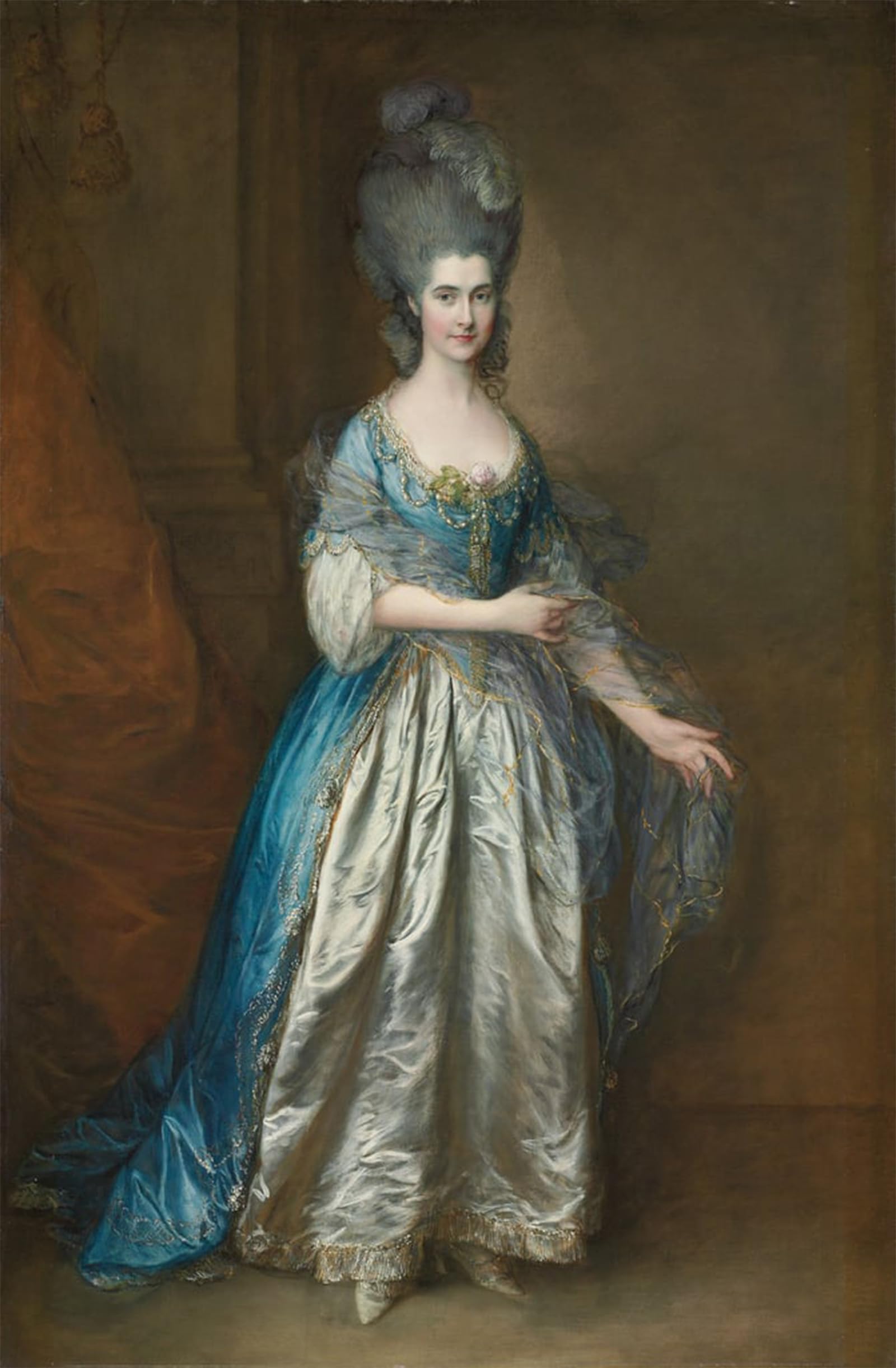 POSTERIIk Famous Animal Posters Vintage Picture Portrait of Mrs William Villebois by Gainsborough Modern Wall Decor for Home Decor 60x90cm