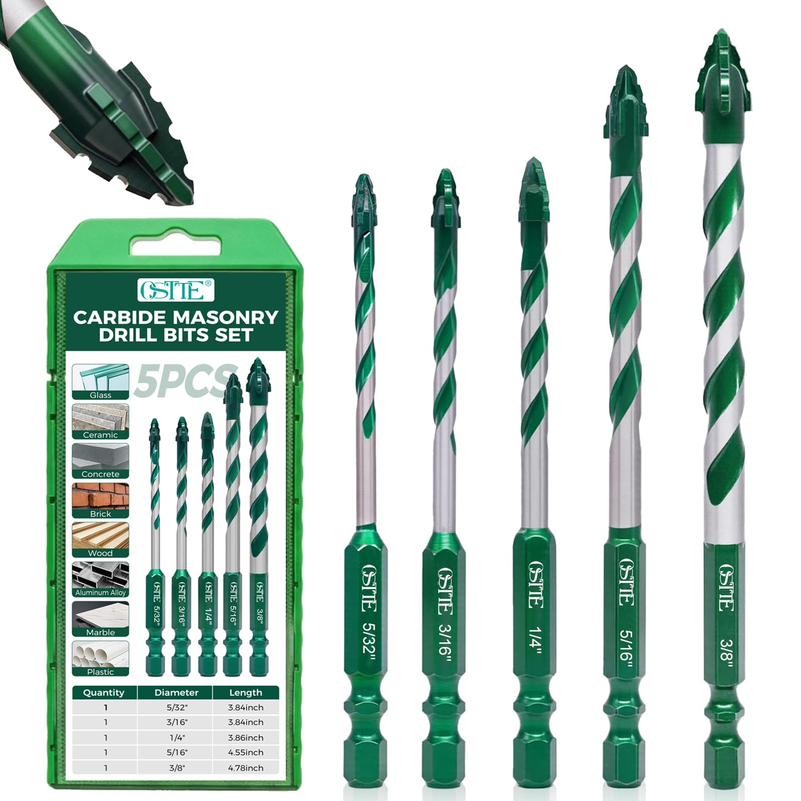 Masonry Drill Bits - 12 Pcs Set for Concrete & Brick -10