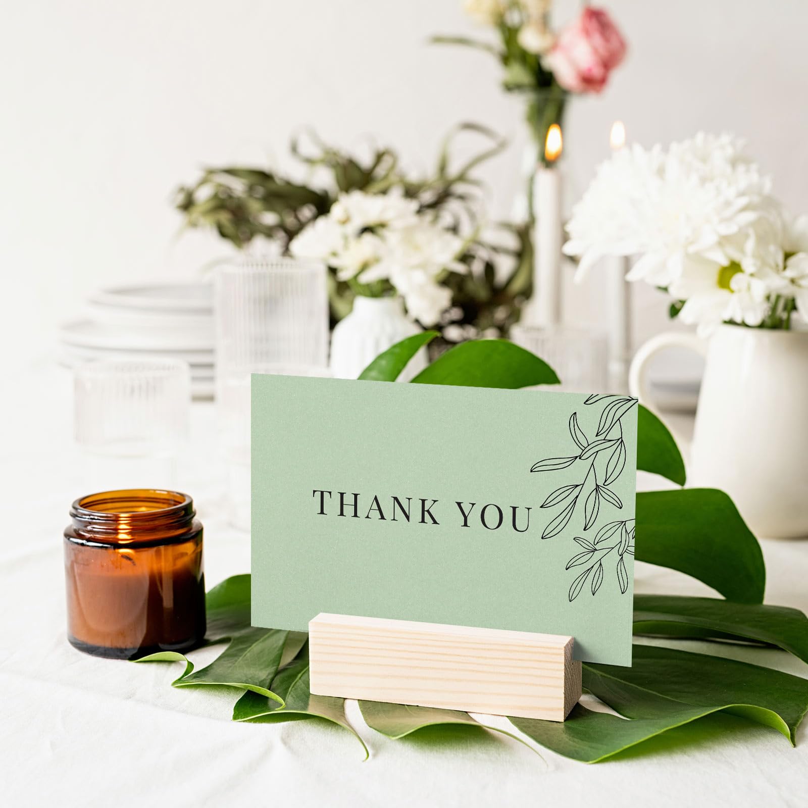 Whaline 40-Pack Thank You Cards With Envelopes - Sage Green Blank Note Cards 4x6 Inch