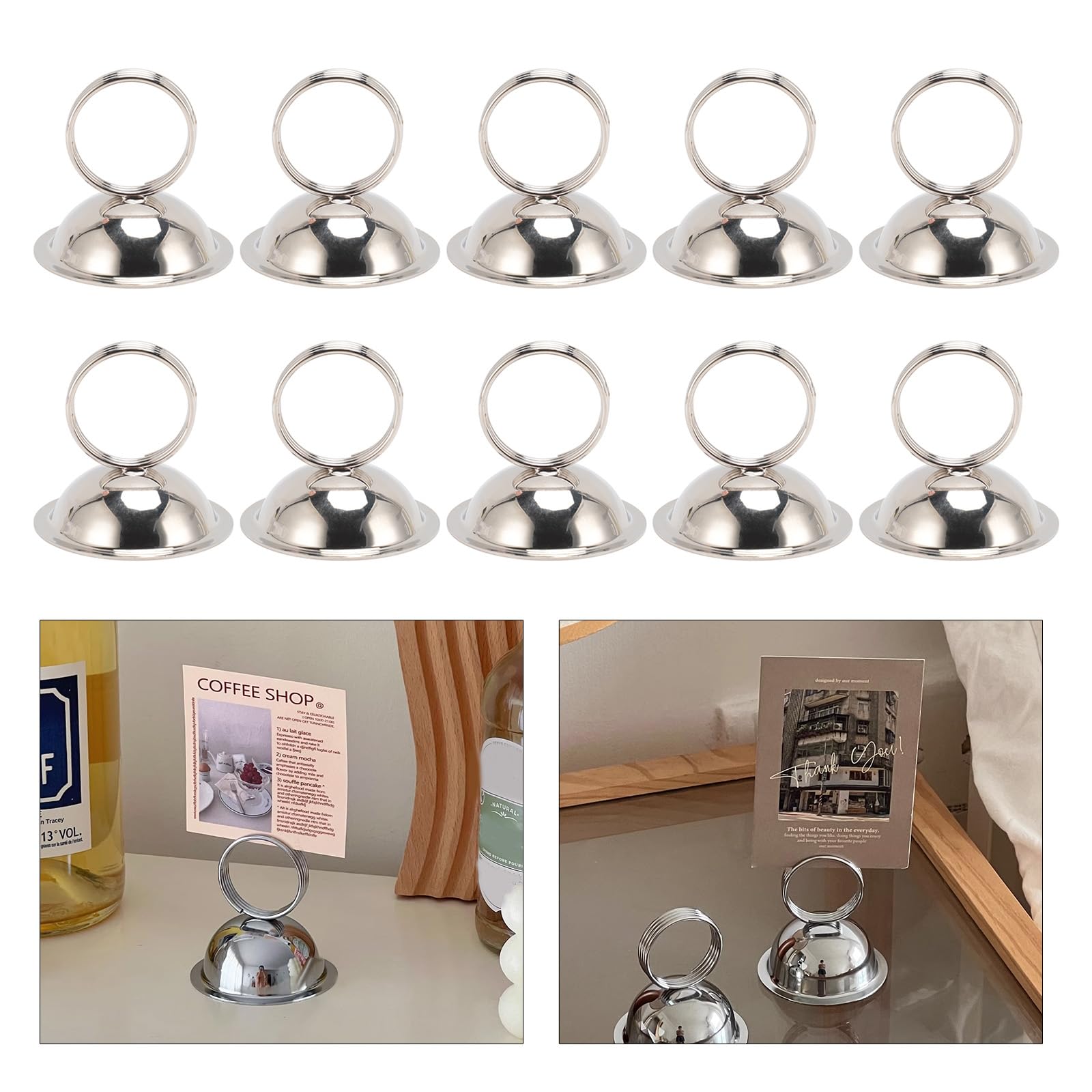 Fyearfly Mini Place Card Holders,10pcs Silver Place Card Stands,Picture Holders,Cards Stand Name Menu Holder Clips,for Celebration Party Wedding - Image 3