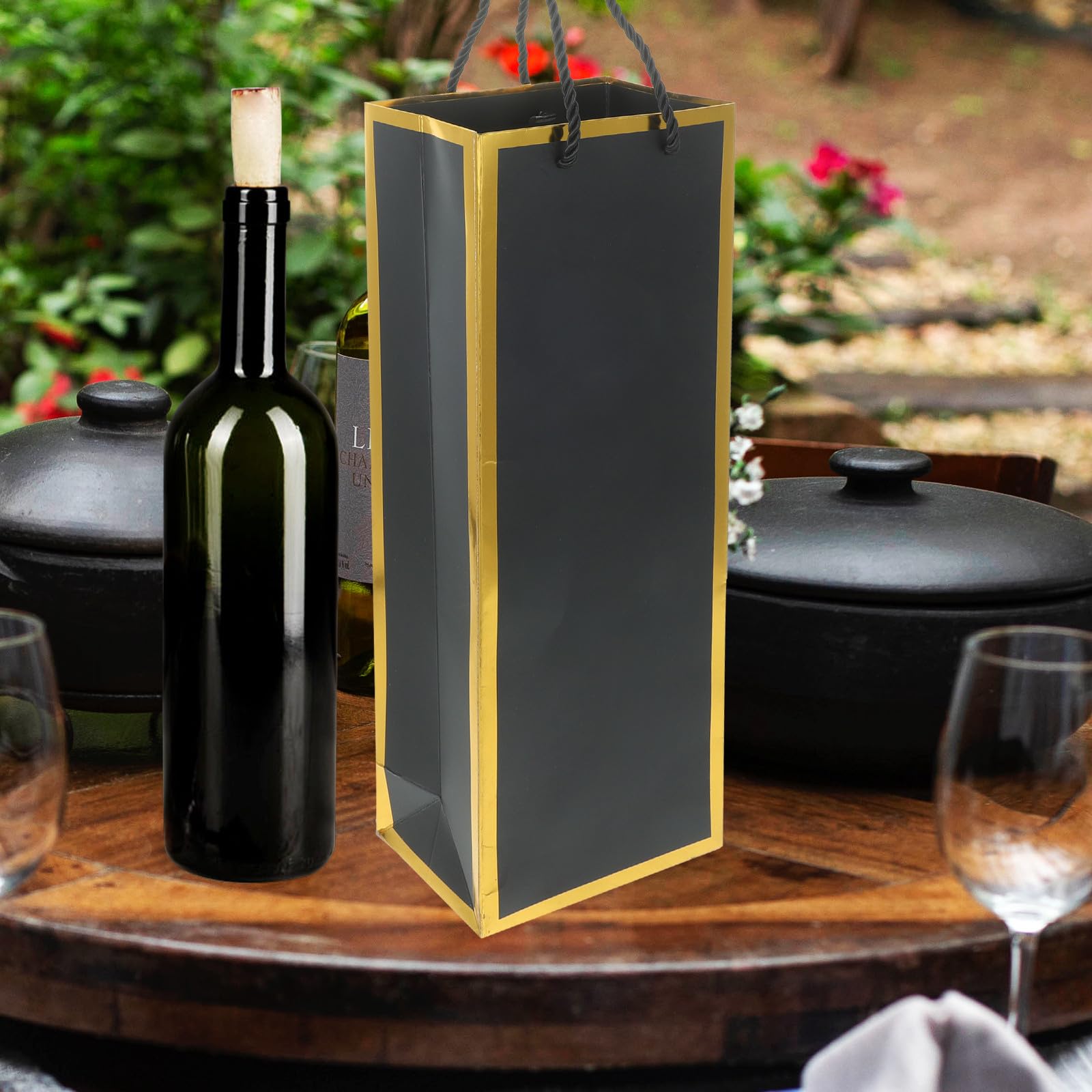 INOOMP 12 Bolsas Portátiles para Botella de Vino de Papel, Resistentes y Exquisitamente Diseñadas para Proteger Botellas en Restaurantes o Parques