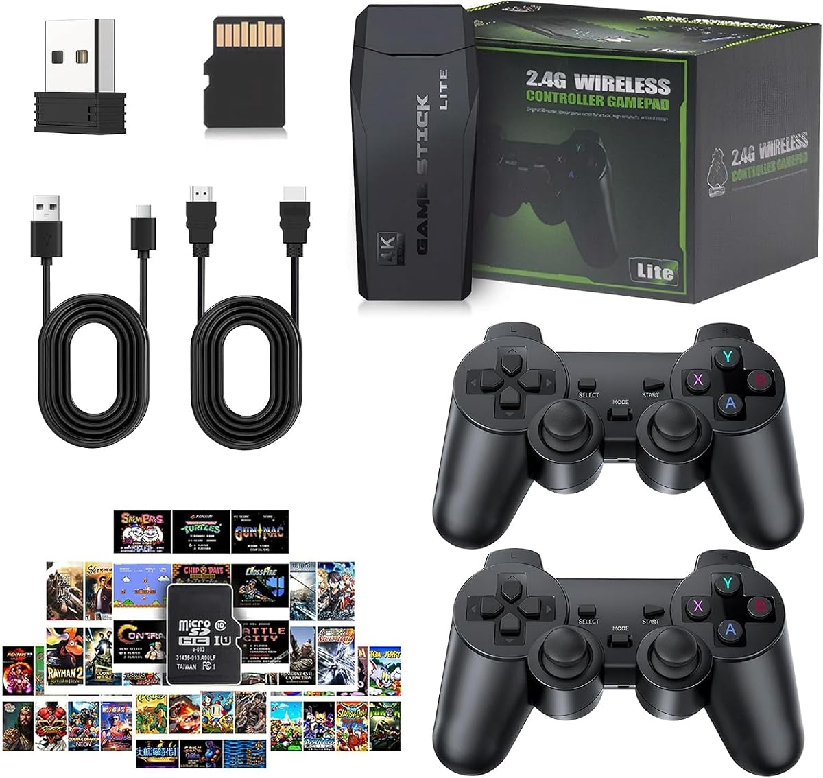 Retro Game Console 4K HDMI Plug and Play, 128G, 40000+ Games with Dual 2.4G Wireless Controllers (64GB With 20000+Games)
