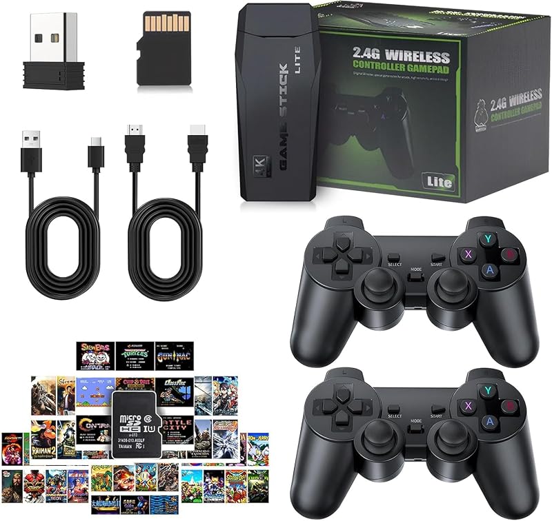 Retro Game Console 4K HDMI Plug and Play, 128G, 40000+ Games with Dual 2.4G Wireless Controllers (64GB With 20000+Games)