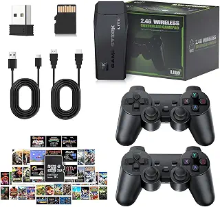 ゲームスティックLite、4K HD対応レトロゲーム機、23000以上のゲーム内蔵、64GB、2.4Gワイヤレスコントローラー2個付き、HDMI TV接続対応