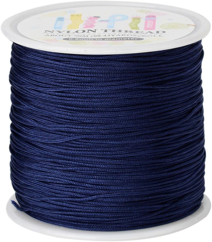 Craftdady 98 Yards 0.8mm Braided Nylon Beading Thread String Cord Chinese Knotting Macrame Rope Cord (PrussianBlue)