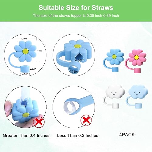 Miniatura 6 de Kynup Popote (paquete de 6), cubierta de popote (6 unidades) para vaso Stanely de 40 onzas, material Tritan reutilizable, tapa de paja de material