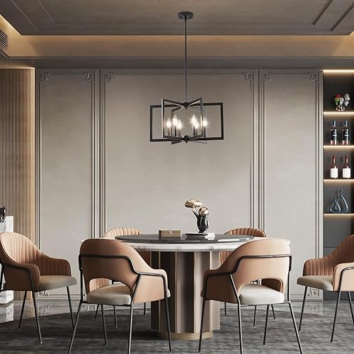 Miniatura 7 de Candelabro negro, lámpara de comedor geométrica de metal moderno industrial para casa de campo, sala de estar, entrada, cocina (bombillas E12 no