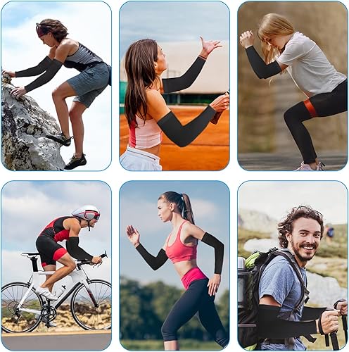 Miniatura 4 de Ouligay 4 pares de mangas de enfriamiento con protección UV UPF 50, mangas para el sol, cubierta de tatuaje, mangas de compresión deportivas