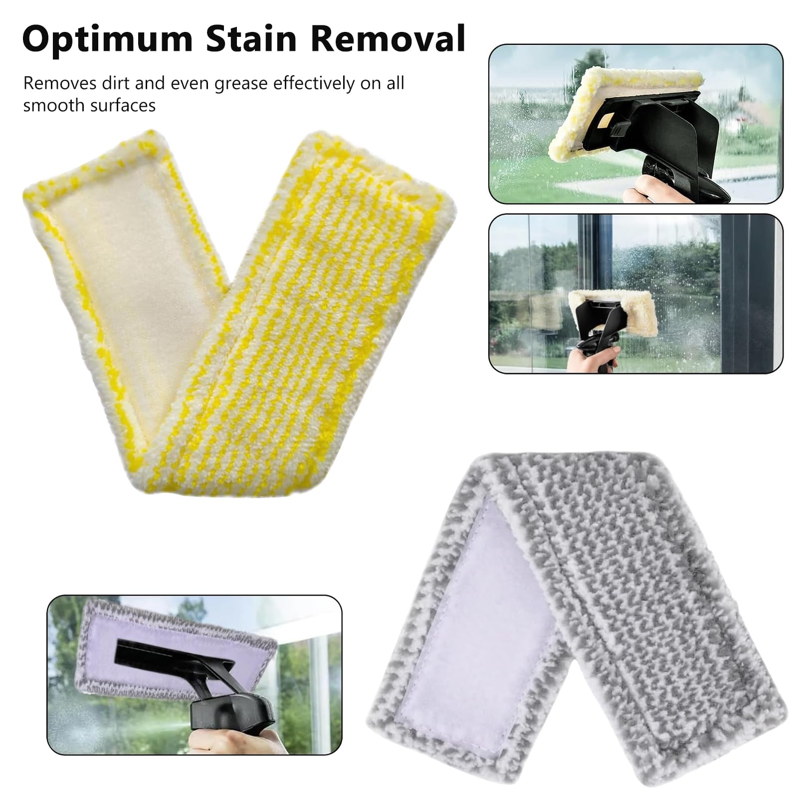6 Pcs Accessoires de Serpillère en Microfibre et 4 Raclette de Fenêtre, Accessoires pour Aspirateurs de Vitres pour Kärcher WV 2/WV 5 Plus N WV 1 Plus, Chiffons de Nettoyage en Microfibre Karcher
