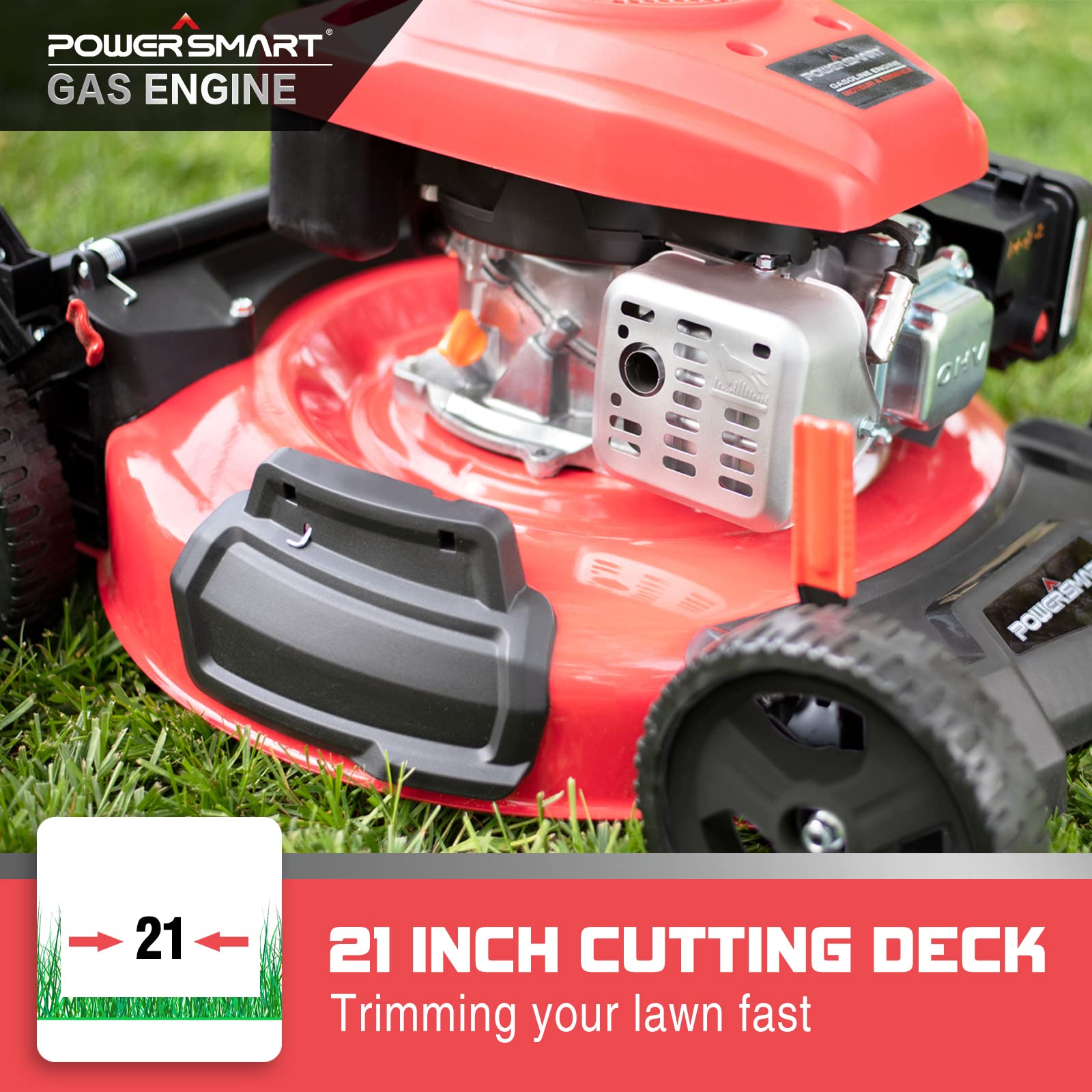 Buy PowerSmart Push Lawn Mower Gas Powered, Side Discharge and Mulching