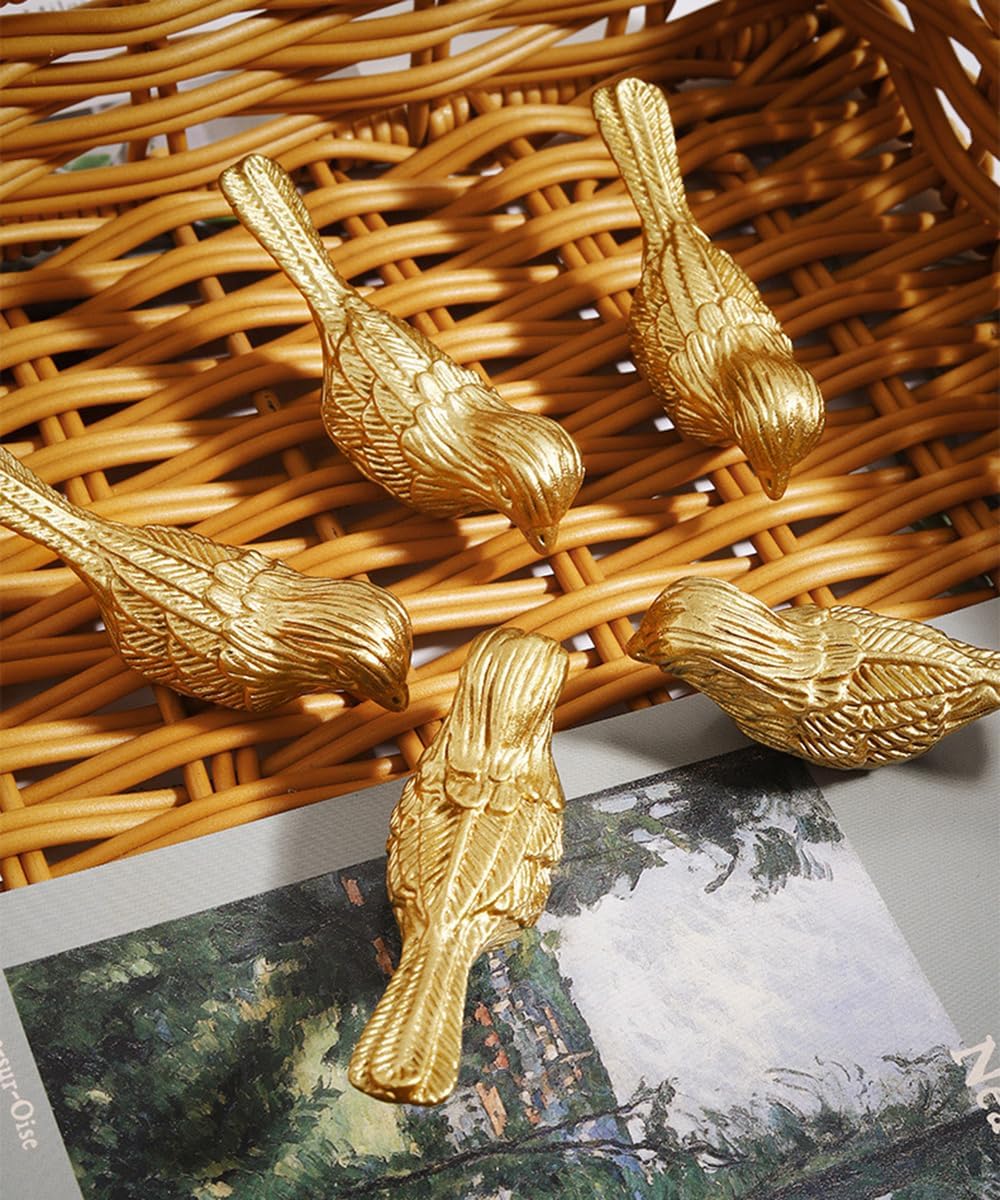 Gold Cabinet Knobs, Bird Shape Cabinet Drawer Knobs Handles, Zinc Alloy Knobs Antique for Home Kitchen, 2 Pack