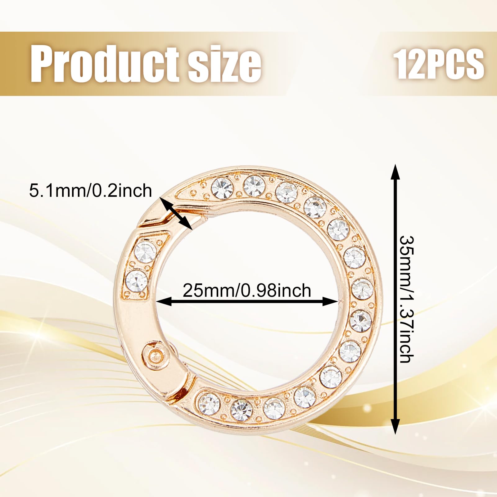 NICENEEDED Lot De 12 Anneaux Ronds à Ressort En Strass