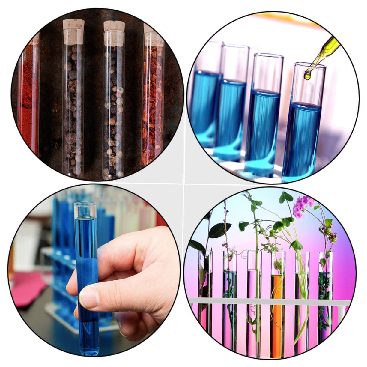 Amosfun 10 Sätze Reagenzglas Chemie Experimente Bissn Zubehör Für Laborreagenzgläser Fläschchen Mit Korken Links Glasvasen Probenflaschen Reagenzgläser Hölzern 10 Stück * 10