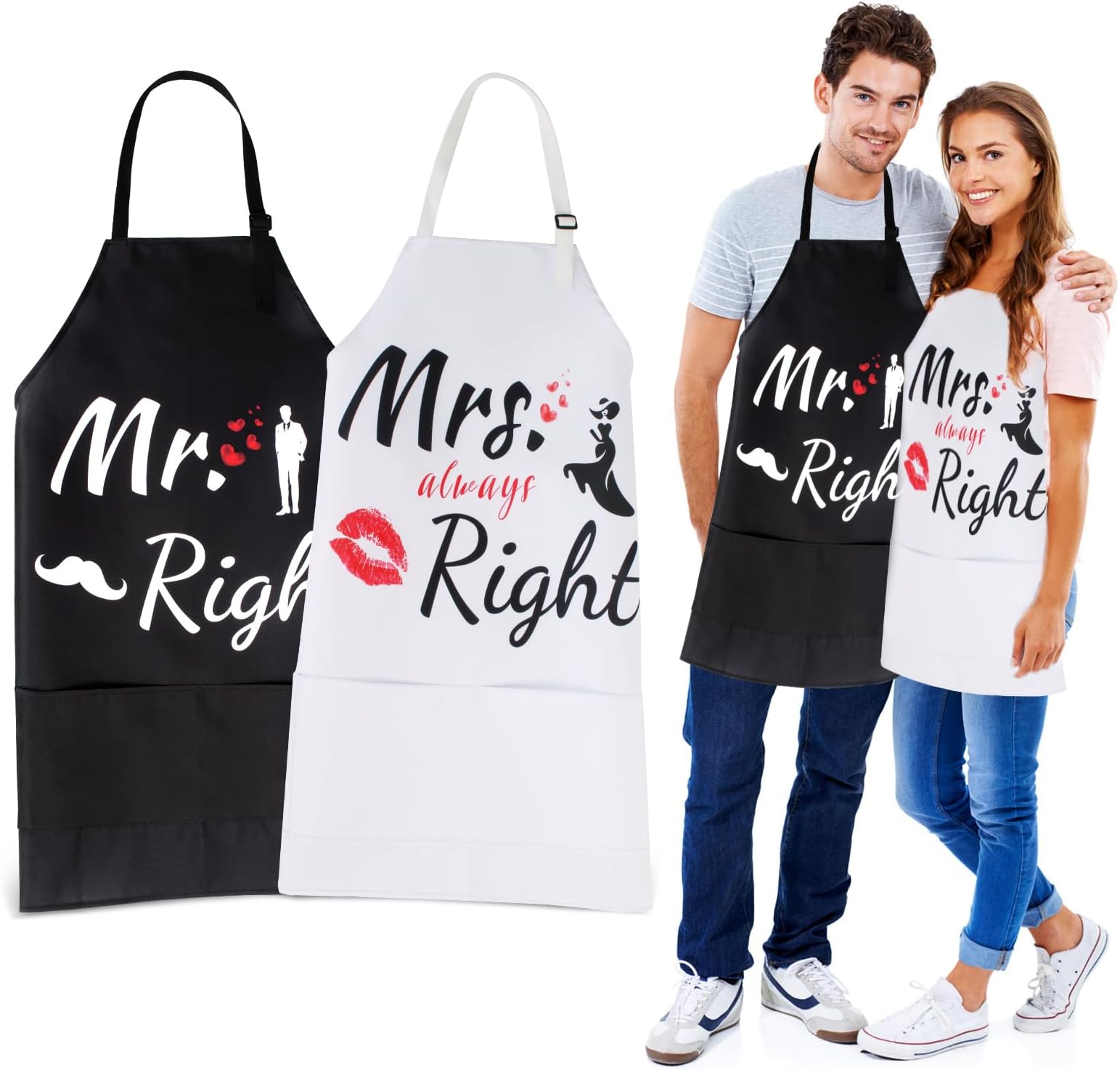 KeymallWedding Mr and Mrs Apron Gift for Couple Engagement Bridal Shower Anniversary-Valentines Day Kitchen Cooking Gift