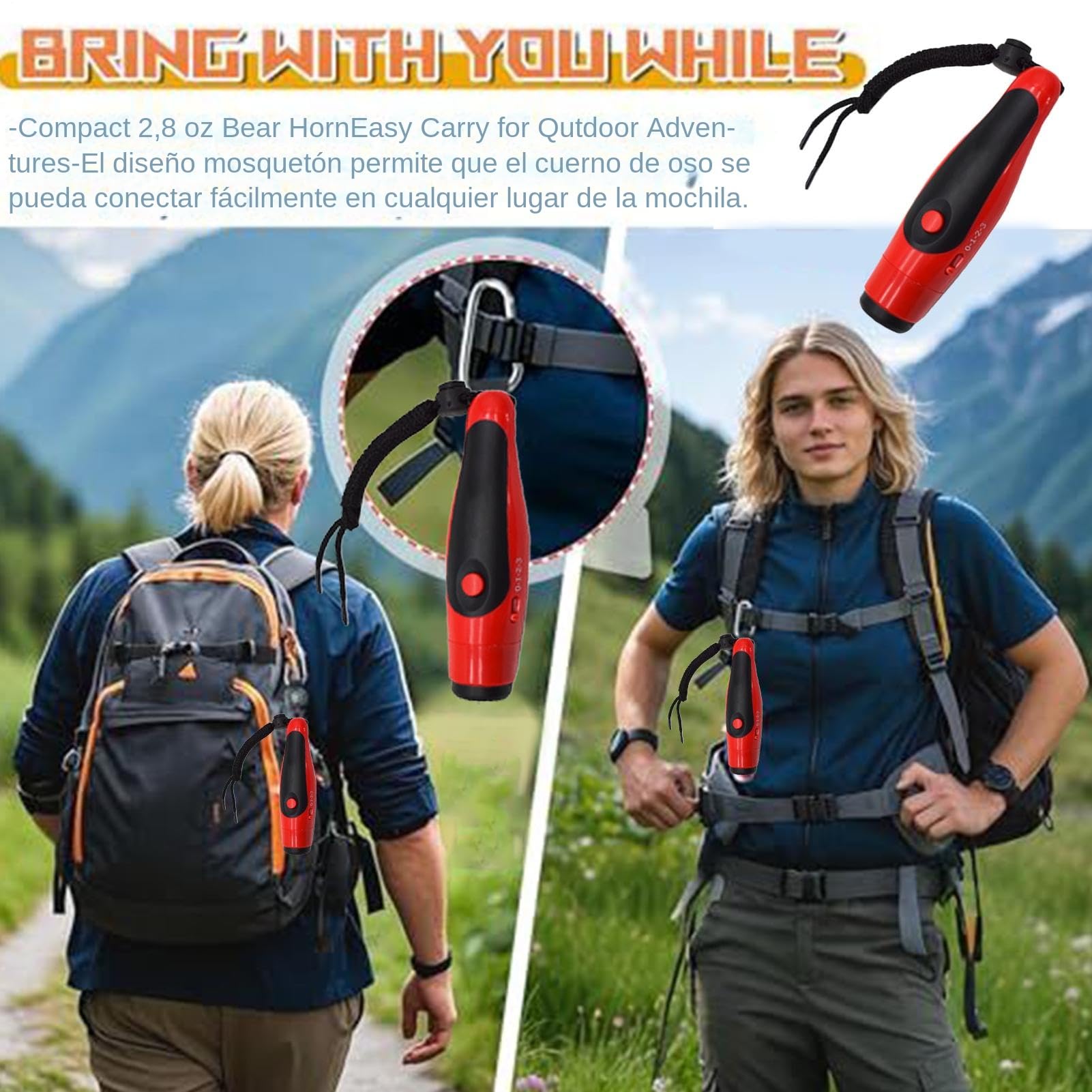 Bocina para Osos - Dispositivo Electrónico Portátil 125dB | Productos de Protección contra Osos para Camping | para Navegación Senderismo Acampada Supervivencia y Eventos
