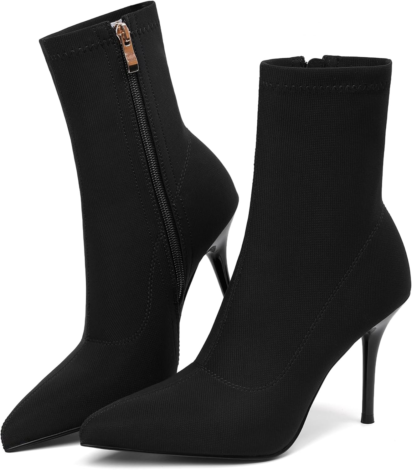 vivianly Women's Sexy Pointy Toe Stiletto Heels Ankle Boots Printed Stretchy Sock Booties - Image 7