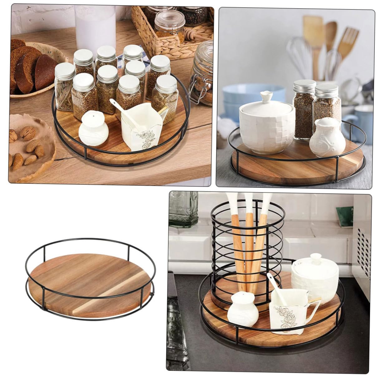 ORFOFE Drehbarer Gewürzständer und Eisen Multifunktionaler Küchenschrank Organizer für Küche und Badezimmer Einfach zu Entnehmende Ablage