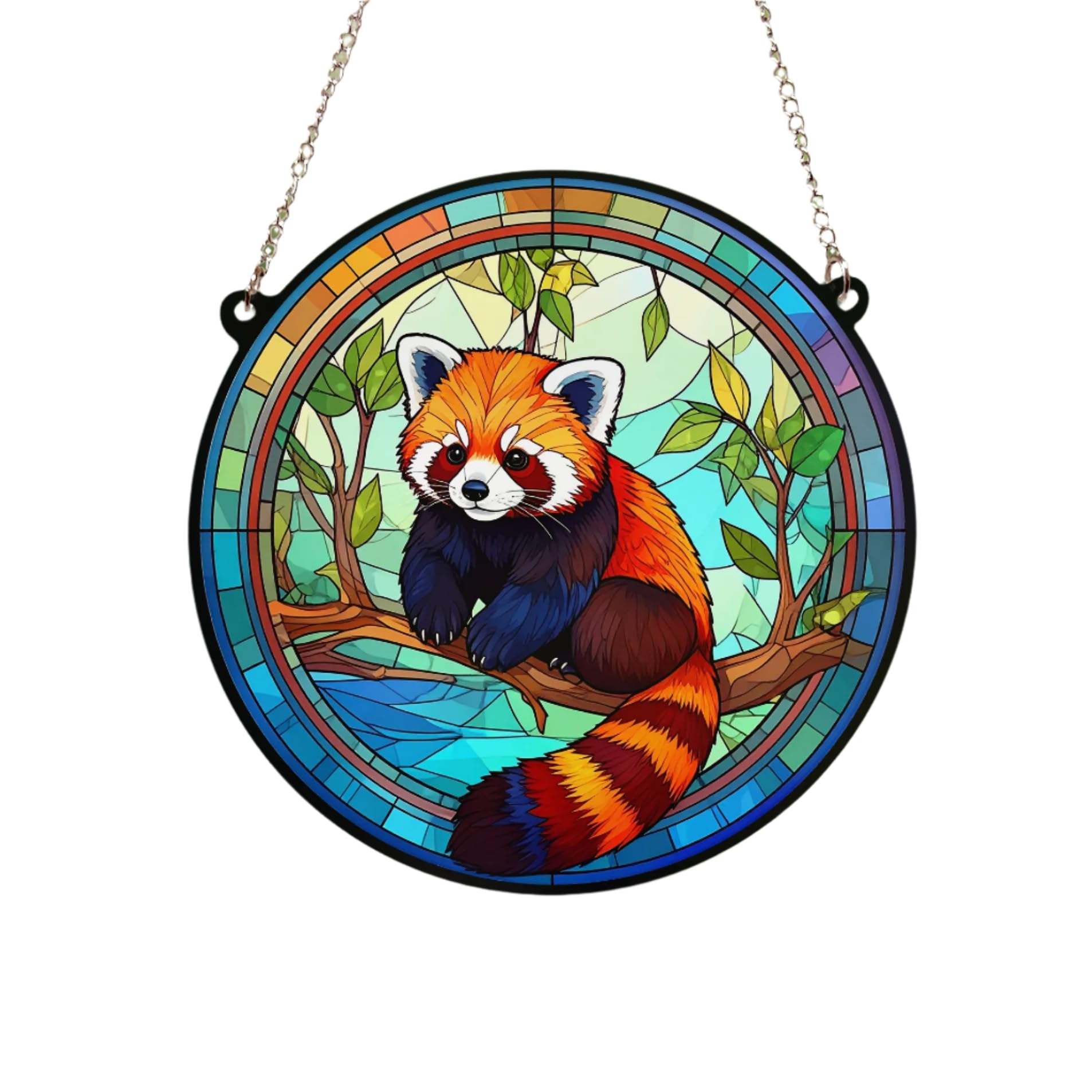 Image Industry Red Panda Stained Glass Effect Suncatcher - Hanging Ornament - Animal Lovers - New Home - Acrylic (19cm)