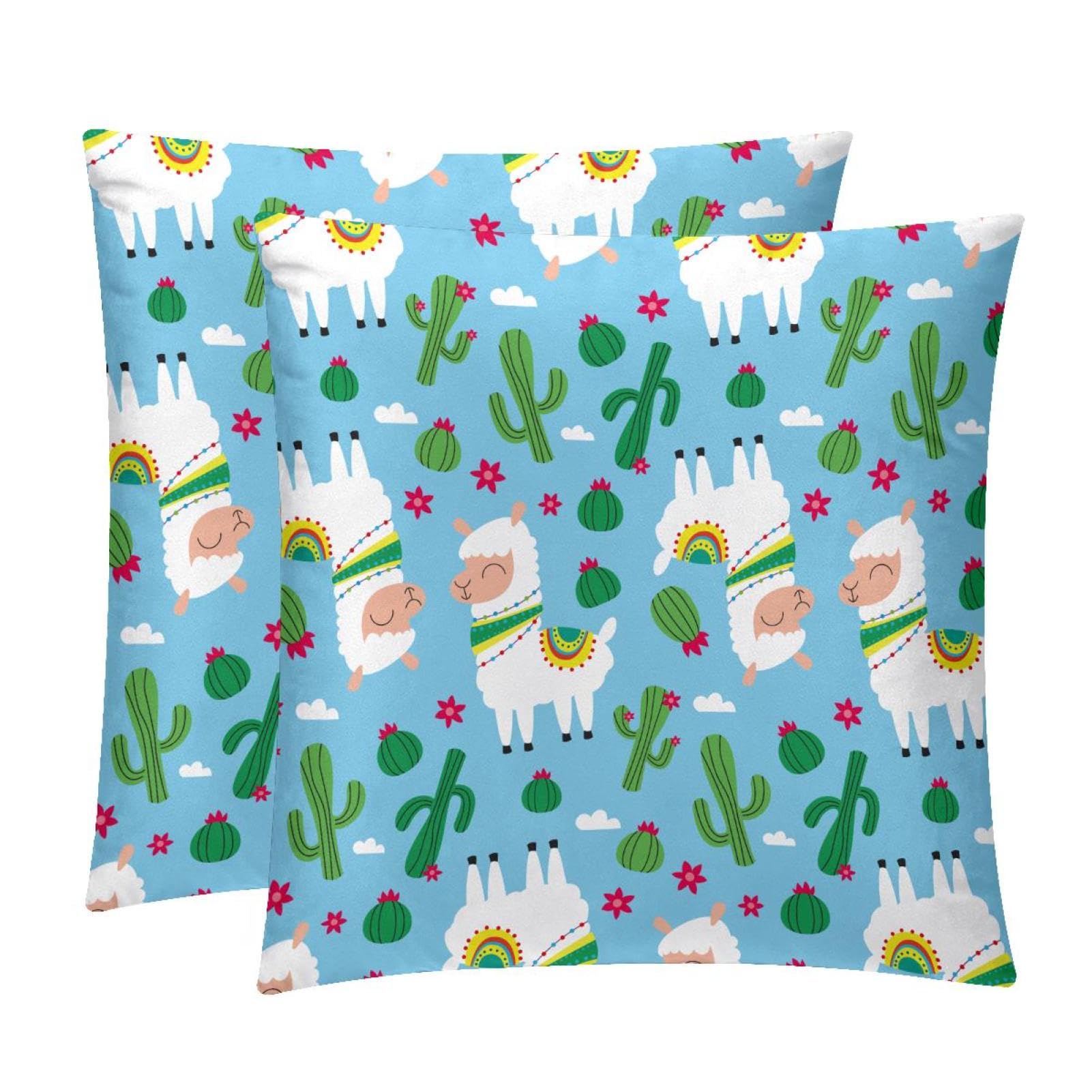 TDGKPZ Cute Alpaca Throw Pillow Covers 2 Pack Cushion Cases Decorative Pillow Cases Home Decor 45x45cm