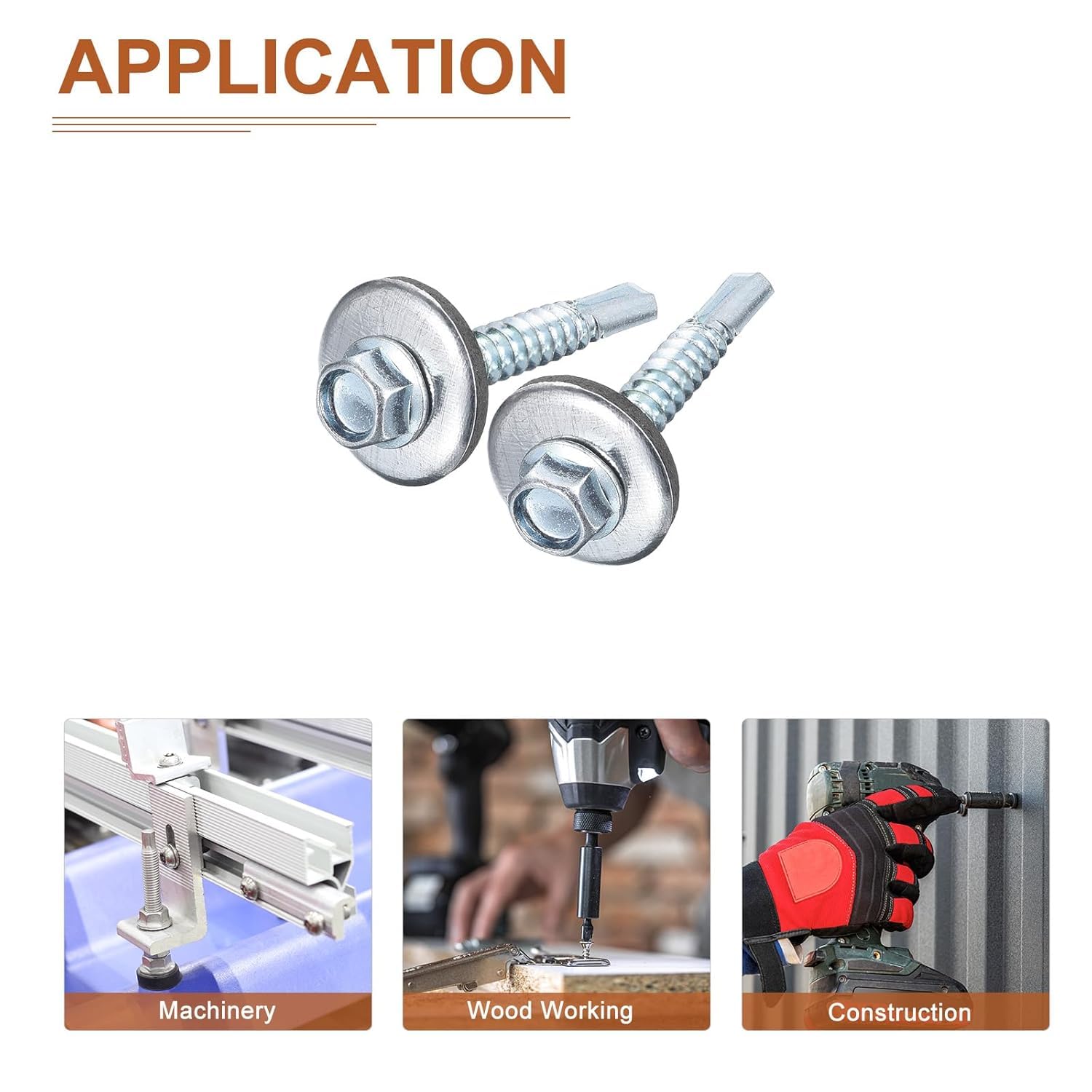 50 Viti Autofilettanti Per Metallo 4,8x85mm - Con Rondella EPDM E Testa Esagonale