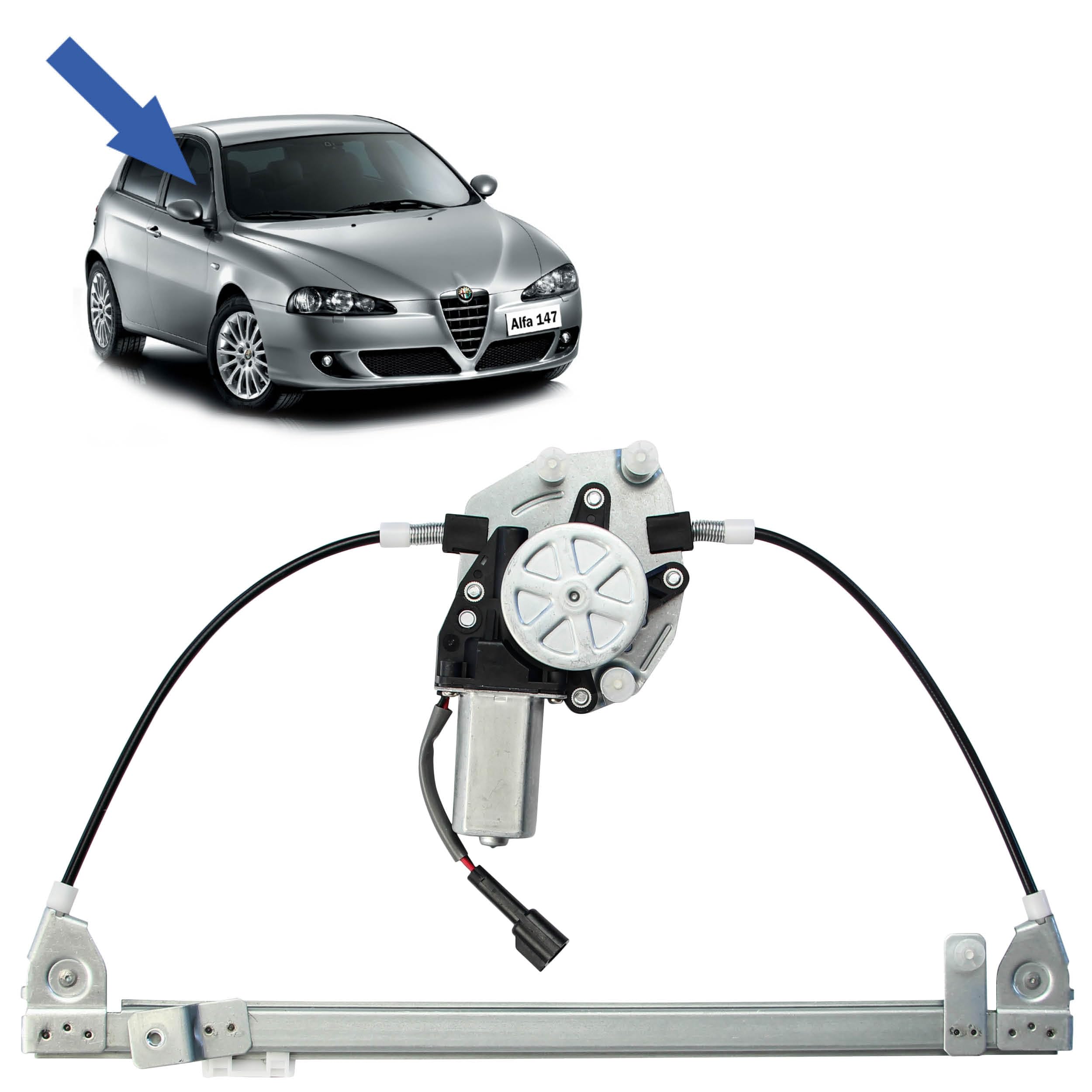 STARKIT PERFORMANCE Alzacristallo compatibile per Alfa 147 (2000-2010) CON MOTORINO. ALZAVETRO ANTERIORE DESTRO (passeggero) 46751870