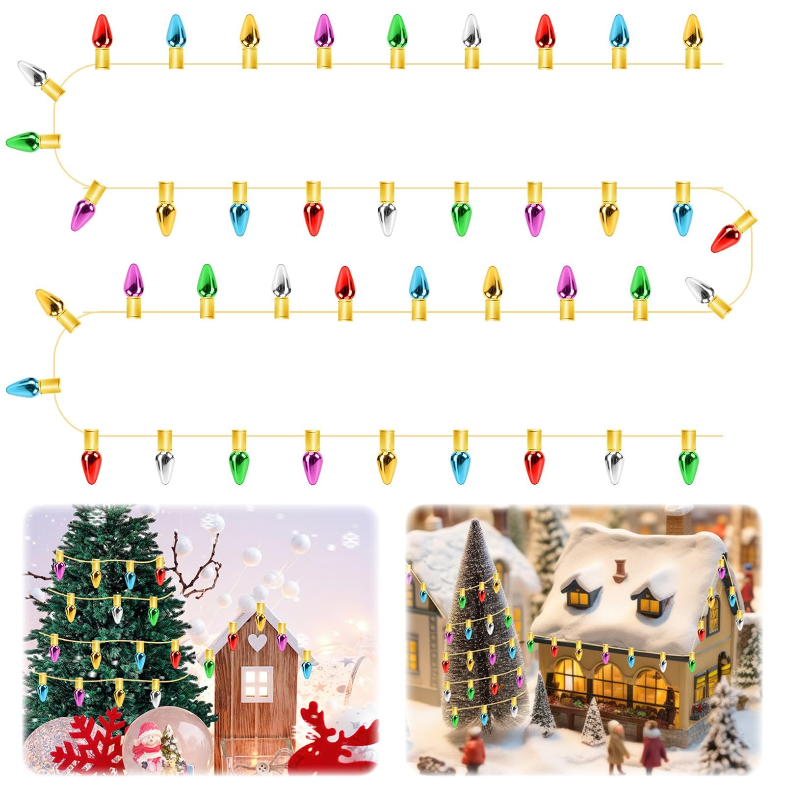 DTOFOOT Wichtel Lichterkette Miniatur, 150 cm Wichtel Zubehör Lichterkette Puppenhaus Zubehör Bunte Miniatur Puppenhaus Lampen für Weihnachtsdeko Puppenhaus Möbel Kinder Geschenk(Tropfenform)
