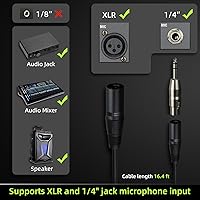 Vista 5 de Micrófono XLR con cable, micrófono dinámico cardioide de mano de metal para cantar, escenario, estudio, karaoke, con interruptor