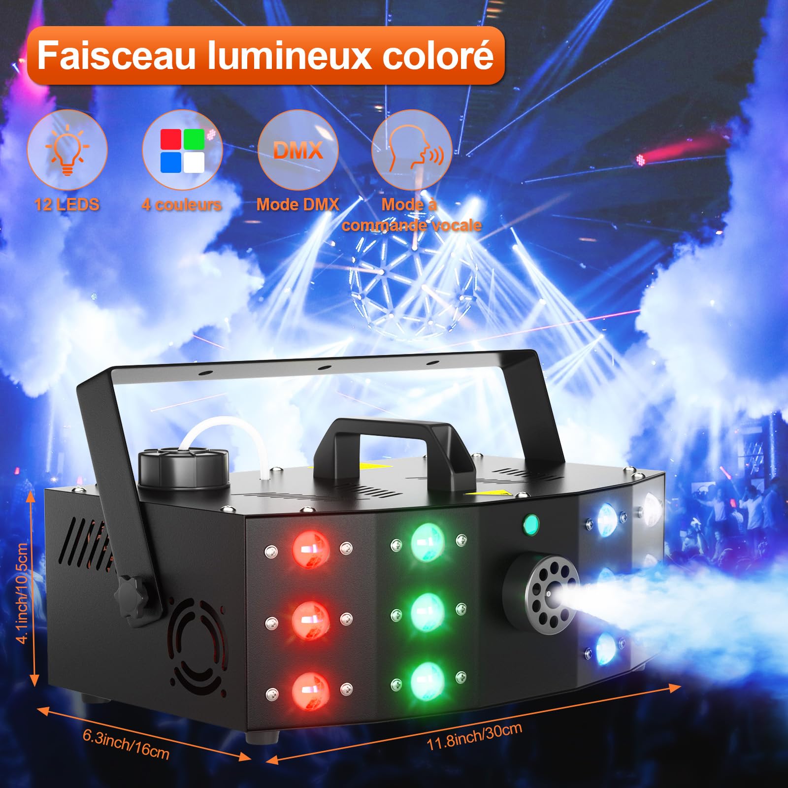 HAKUTA Machine à fumée avec télécommande, câble et manuel d'utilisation (français non garanti), idéale pour Halloween, Noël, mariage, fêtes