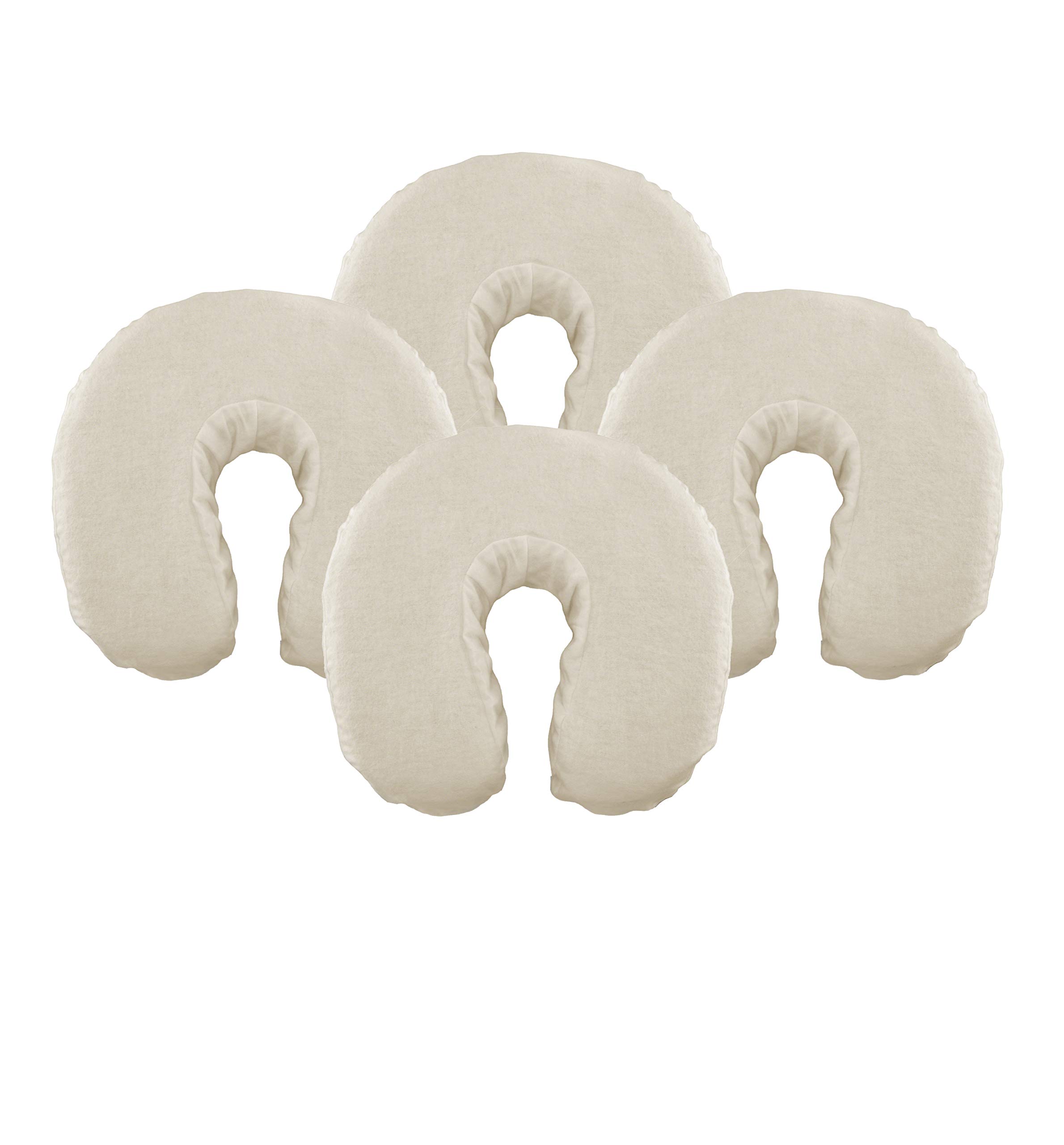 Fitted Deluxe Face Cradle Cover for Massage Tables: Brushed 100% Cotton. Fits All Standard Fest Rest Cushions. Pack of 4. [Natural Colour]