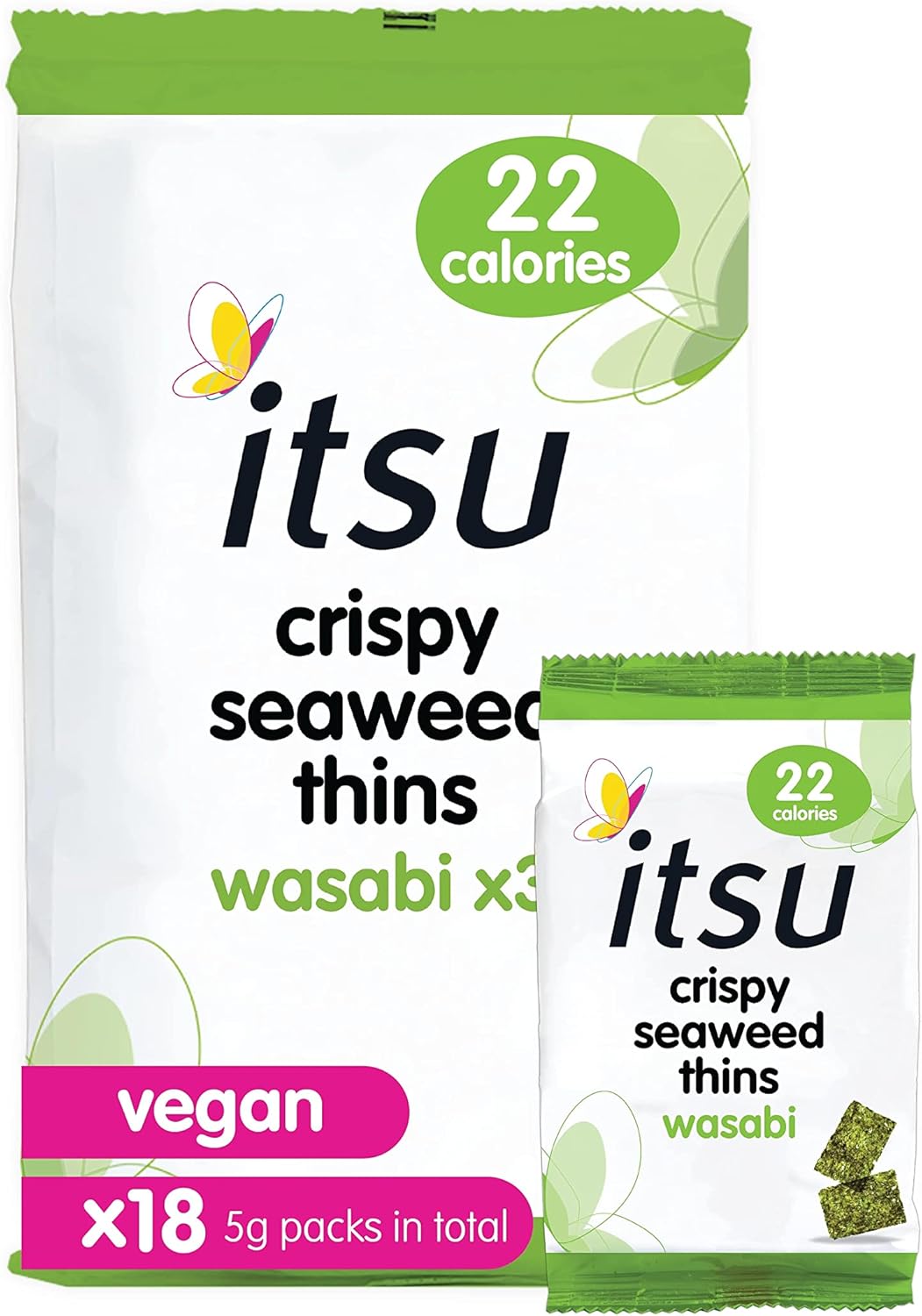 Itsu Wasabi Flavour Seaweed Thins Crispy Seaweed Thins 5 g (Pack Of