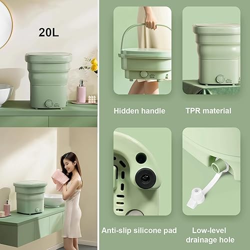 Miniatura 7 de Lavadora portátil, mini lavadora plegable de 20 litros con deshidratación, para ropa pequeña, diseño plegable ideal para hotel, hogar, apartamento,
