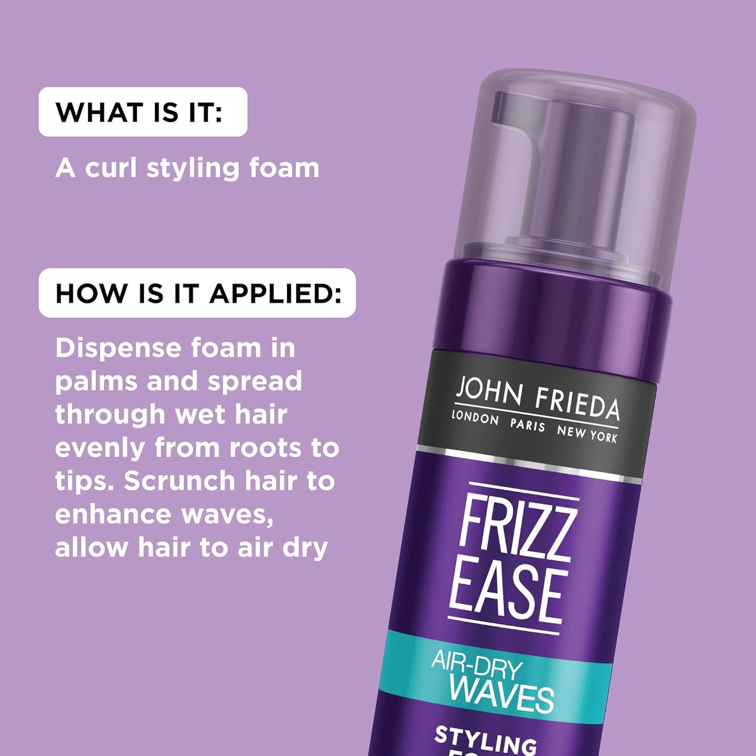 John Frieda Frizz Ease Dream Curls Hair Styling Foam, Curl Defining Frizz Control, Hair Product for Curly and Wavy Hair, 5 Ounce : Everything Else