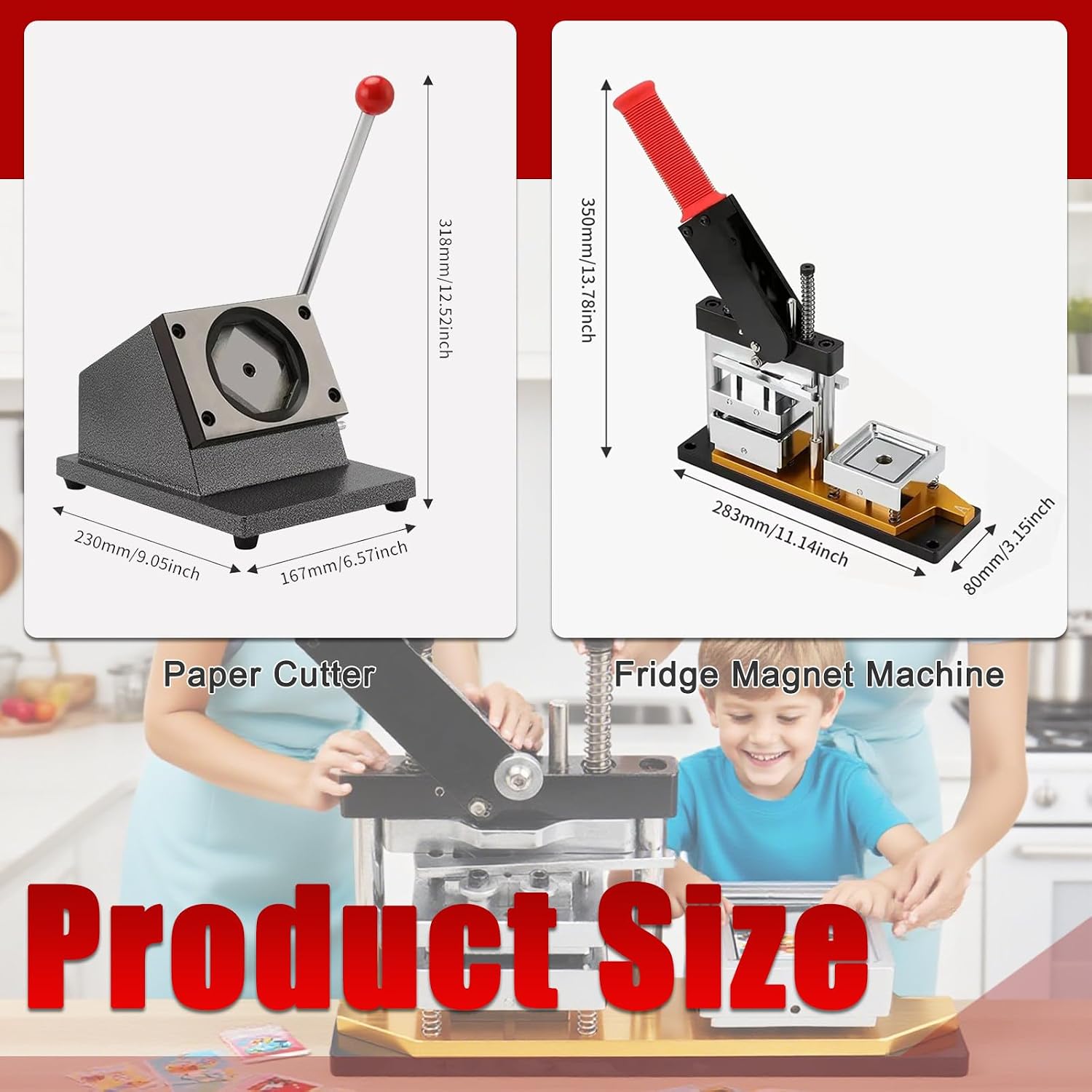 DIY Craft Magnet Machine Bundle w/Square Press + Paper Cutter + 200pcs Supplies Kit,DIY Photo Fridge Magnets for Studio Home Workshop
