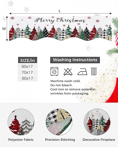 Miniatura 4 de Christmas White Fireplace Mantel Scarf Table Runner, Winter Garland Mantel Top Tablerunners Dresser Scarves Cover Decorations for Windows Party
